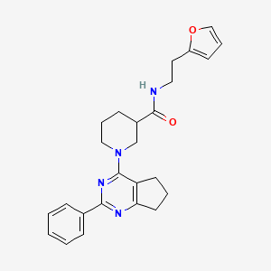 molecular formula C25H28N4O2 B3774860 N-[2-(furan-2-yl)ethyl]-1-(2-phenyl-6,7-dihydro-5H-cyclopenta[d]pyrimidin-4-yl)piperidine-3-carboxamide 