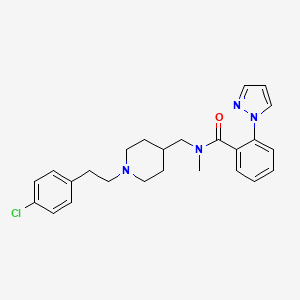 molecular formula C25H29ClN4O B3775058 N-({1-[2-(4-chlorophenyl)ethyl]-4-piperidinyl}methyl)-N-methyl-2-(1H-pyrazol-1-yl)benzamide 