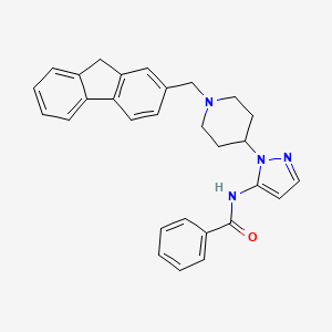 molecular formula C29H28N4O B3775076 N-{1-[1-(9H-fluoren-2-ylmethyl)-4-piperidinyl]-1H-pyrazol-5-yl}benzamide 