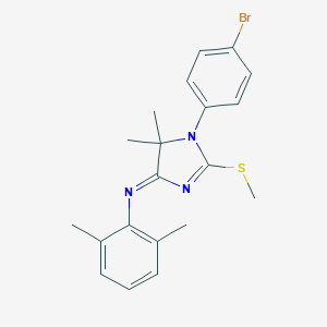 molecular formula C20H22BrN3S B377516 N-[1-(4-bromophenyl)-5,5-dimethyl-2-(methylsulfanyl)-1,5-dihydro-4H-imidazol-4-ylidene]-N-(2,6-dimethylphenyl)amine 