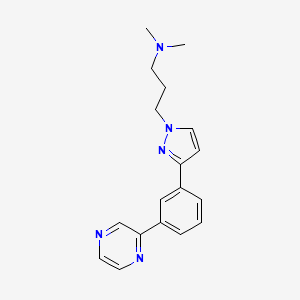 molecular formula C18H21N5 B3775222 N,N-dimethyl-3-[3-(3-pyrazin-2-ylphenyl)pyrazol-1-yl]propan-1-amine 