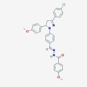 molecular formula C31H27ClN4O3 B377533 N'-{4-[3-(4-chlorophenyl)-5-(4-methoxyphenyl)-4,5-dihydro-1H-pyrazol-1-yl]benzylidene}-4-methoxybenzohydrazide 