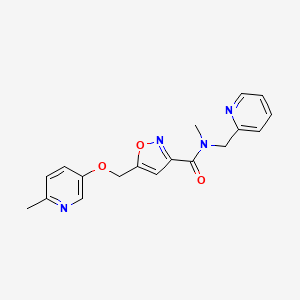 molecular formula C18H18N4O3 B3775333 N-methyl-5-{[(6-methyl-3-pyridinyl)oxy]methyl}-N-(2-pyridinylmethyl)-3-isoxazolecarboxamide 