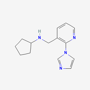 molecular formula C14H18N4 B3775365 N-{[2-(1H-imidazol-1-yl)-3-pyridinyl]methyl}cyclopentanamine 