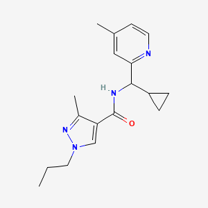 molecular formula C18H24N4O B3775420 N-[cyclopropyl(4-methylpyridin-2-yl)methyl]-3-methyl-1-propyl-1H-pyrazole-4-carboxamide 
