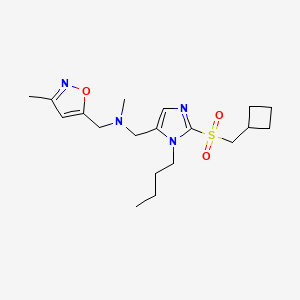 molecular formula C19H30N4O3S B3775459 N-[[3-butyl-2-(cyclobutylmethylsulfonyl)imidazol-4-yl]methyl]-N-methyl-1-(3-methyl-1,2-oxazol-5-yl)methanamine 