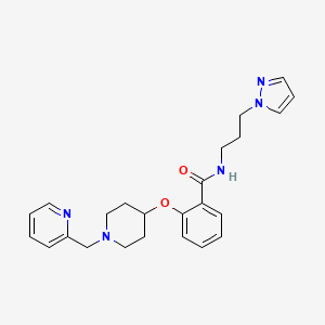 molecular formula C24H29N5O2 B3775472 N-[3-(1H-pyrazol-1-yl)propyl]-2-{[1-(2-pyridinylmethyl)-4-piperidinyl]oxy}benzamide 