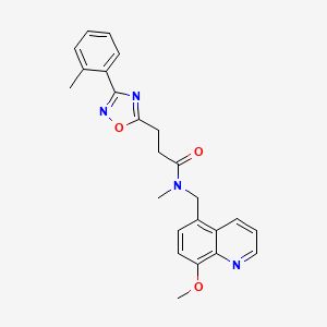 molecular formula C24H24N4O3 B3775615 N-[(8-methoxyquinolin-5-yl)methyl]-N-methyl-3-[3-(2-methylphenyl)-1,2,4-oxadiazol-5-yl]propanamide 