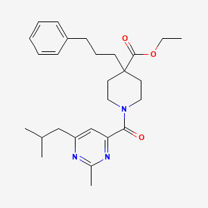 molecular formula C27H37N3O3 B3775721 ethyl 1-[(6-isobutyl-2-methyl-4-pyrimidinyl)carbonyl]-4-(3-phenylpropyl)-4-piperidinecarboxylate 