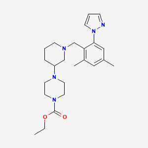 molecular formula C24H35N5O2 B3775773 ethyl 4-{1-[2,4-dimethyl-6-(1H-pyrazol-1-yl)benzyl]-3-piperidinyl}-1-piperazinecarboxylate 