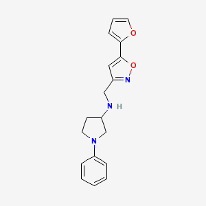 molecular formula C18H19N3O2 B3775925 N-{[5-(2-furyl)isoxazol-3-yl]methyl}-1-phenylpyrrolidin-3-amine 