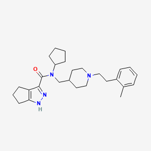 molecular formula C27H38N4O B3776017 N-cyclopentyl-N-[[1-[2-(2-methylphenyl)ethyl]piperidin-4-yl]methyl]-1,4,5,6-tetrahydrocyclopenta[c]pyrazole-3-carboxamide 