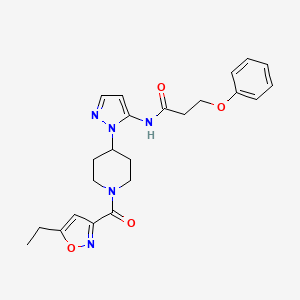 molecular formula C23H27N5O4 B3776034 N-(1-{1-[(5-ethyl-3-isoxazolyl)carbonyl]-4-piperidinyl}-1H-pyrazol-5-yl)-3-phenoxypropanamide 