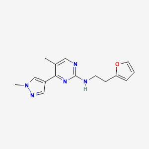 molecular formula C15H17N5O B3776055 N-[2-(furan-2-yl)ethyl]-5-methyl-4-(1-methylpyrazol-4-yl)pyrimidin-2-amine 