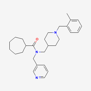 molecular formula C28H39N3O B3776059 N-{[1-(2-methylbenzyl)-4-piperidinyl]methyl}-N-(3-pyridinylmethyl)cycloheptanecarboxamide 