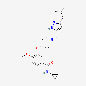 molecular formula C24H34N4O3 B3776074 N-cyclopropyl-3-({1-[(5-isobutyl-1H-pyrazol-3-yl)methyl]-4-piperidinyl}oxy)-4-methoxybenzamide 
