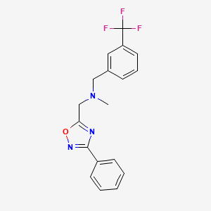 molecular formula C18H16F3N3O B3776078 N-methyl-1-(3-phenyl-1,2,4-oxadiazol-5-yl)-N-[3-(trifluoromethyl)benzyl]methanamine 
