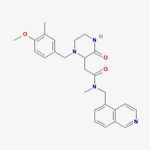 molecular formula C26H30N4O3 B3776204 N-(isoquinolin-5-ylmethyl)-2-[1-[(4-methoxy-3-methylphenyl)methyl]-3-oxopiperazin-2-yl]-N-methylacetamide 