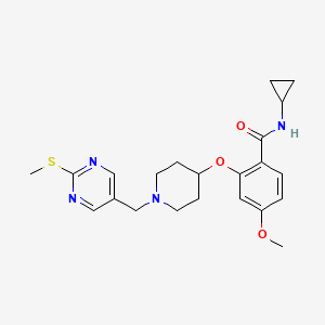 molecular formula C22H28N4O3S B3776241 N-cyclopropyl-4-methoxy-2-[(1-{[2-(methylthio)-5-pyrimidinyl]methyl}-4-piperidinyl)oxy]benzamide 