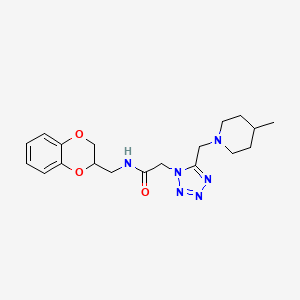 molecular formula C19H26N6O3 B3776255 N-(2,3-dihydro-1,4-benzodioxin-2-ylmethyl)-2-{5-[(4-methyl-1-piperidinyl)methyl]-1H-tetrazol-1-yl}acetamide 