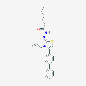 molecular formula C24H27N3OS B377638 N'-(3-allyl-4-[1,1'-biphenyl]-4-yl-1,3-thiazol-2(3H)-ylidene)hexanohydrazide 