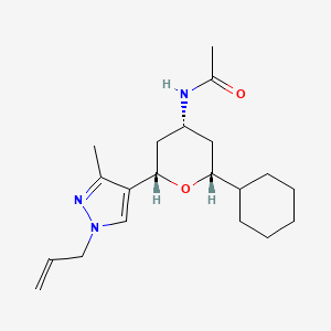 molecular formula C20H31N3O2 B3776397 N-[(2S*,4R*,6R*)-2-(1-allyl-3-methyl-1H-pyrazol-4-yl)-6-cyclohexyltetrahydro-2H-pyran-4-yl]acetamide 