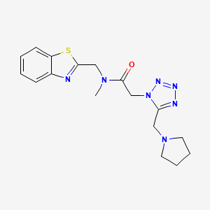 molecular formula C17H21N7OS B3776429 N-(1,3-benzothiazol-2-ylmethyl)-N-methyl-2-[5-(1-pyrrolidinylmethyl)-1H-tetrazol-1-yl]acetamide 