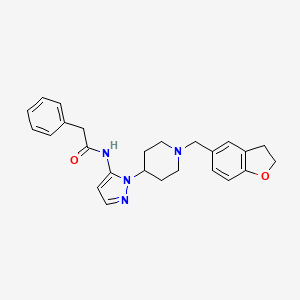 molecular formula C25H28N4O2 B3776455 N-[2-[1-(2,3-dihydro-1-benzofuran-5-ylmethyl)piperidin-4-yl]pyrazol-3-yl]-2-phenylacetamide 