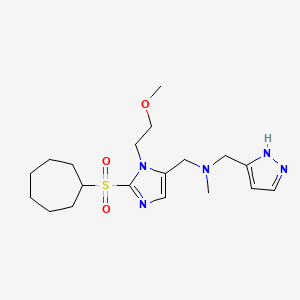 molecular formula C19H31N5O3S B3776580 N-[[2-cycloheptylsulfonyl-3-(2-methoxyethyl)imidazol-4-yl]methyl]-N-methyl-1-(1H-pyrazol-5-yl)methanamine 