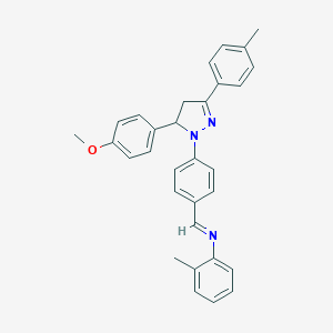 molecular formula C31H29N3O B377664 N-{4-[5-(4-methoxyphenyl)-3-(4-methylphenyl)-4,5-dihydro-1H-pyrazol-1-yl]benzylidene}-N-(2-methylphenyl)amine 
