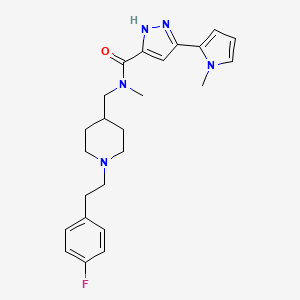 molecular formula C24H30FN5O B3776650 N-({1-[2-(4-fluorophenyl)ethyl]-4-piperidinyl}methyl)-N-methyl-3-(1-methyl-1H-pyrrol-2-yl)-1H-pyrazole-5-carboxamide 