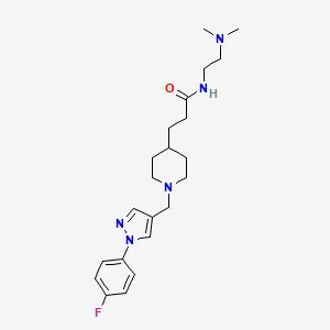 molecular formula C22H32FN5O B3776662 N-[2-(dimethylamino)ethyl]-3-(1-{[1-(4-fluorophenyl)-1H-pyrazol-4-yl]methyl}-4-piperidinyl)propanamide 