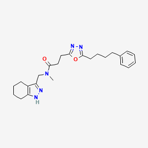 molecular formula C24H31N5O2 B3776779 N-methyl-3-[5-(4-phenylbutyl)-1,3,4-oxadiazol-2-yl]-N-(4,5,6,7-tetrahydro-1H-indazol-3-ylmethyl)propanamide 