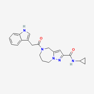 molecular formula C21H23N5O2 B3776792 N-cyclopropyl-5-(1H-indol-3-ylacetyl)-5,6,7,8-tetrahydro-4H-pyrazolo[1,5-a][1,4]diazepine-2-carboxamide 