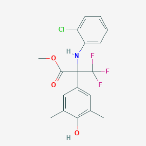 molecular formula C18H17ClF3NO3 B377681 Methyl 2-(2-chloroanilino)-3,3,3-trifluoro-2-(4-hydroxy-3,5-dimethylphenyl)propanoate 