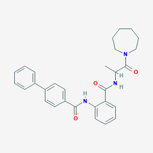 molecular formula C29H31N3O3 B377688 N-[2-({[2-(1-AZEPANYL)-1-METHYL-2-OXOETHYL]AMINO}CARBONYL)PHENYL]-4-BIPHENYLCARBOXAMIDE 
