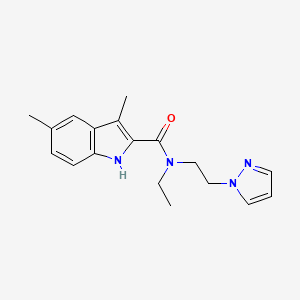 molecular formula C18H22N4O B3777113 N-ethyl-3,5-dimethyl-N-[2-(1H-pyrazol-1-yl)ethyl]-1H-indole-2-carboxamide 