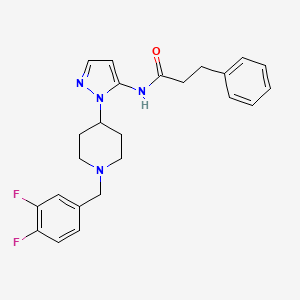 molecular formula C24H26F2N4O B3777128 N-{1-[1-(3,4-difluorobenzyl)-4-piperidinyl]-1H-pyrazol-5-yl}-3-phenylpropanamide 
