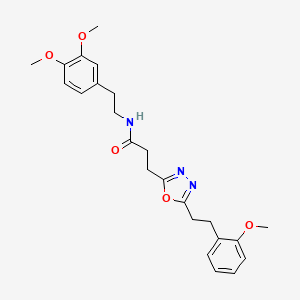 molecular formula C24H29N3O5 B3777181 N-[2-(3,4-dimethoxyphenyl)ethyl]-3-{5-[2-(2-methoxyphenyl)ethyl]-1,3,4-oxadiazol-2-yl}propanamide 