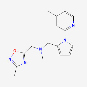 molecular formula C16H19N5O B3777197 N-methyl-1-(3-methyl-1,2,4-oxadiazol-5-yl)-N-{[1-(4-methylpyridin-2-yl)-1H-pyrrol-2-yl]methyl}methanamine 