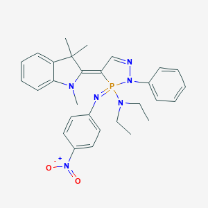 molecular formula C29H33N6O2P B377721 N,N-diethyl-3-[(4-nitrophenyl)imino]-2-phenyl-4-(1,3,3-trimethyl-1,3-dihydro-2H-indol-2-ylidene)-3,4-dihydro-2H-1,2,3lambda~5~-diazaphosphol-3-amine 