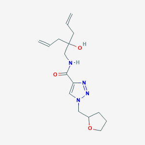 molecular formula C16H24N4O3 B3777245 N-(2-hydroxy-2-prop-2-enylpent-4-enyl)-1-(oxolan-2-ylmethyl)triazole-4-carboxamide 