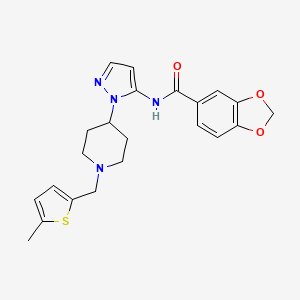 molecular formula C22H24N4O3S B3777303 N-(1-{1-[(5-methyl-2-thienyl)methyl]-4-piperidinyl}-1H-pyrazol-5-yl)-1,3-benzodioxole-5-carboxamide 