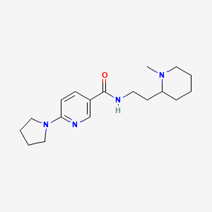 molecular formula C18H28N4O B3777446 N-[2-(1-methyl-2-piperidinyl)ethyl]-6-(1-pyrrolidinyl)nicotinamide 
