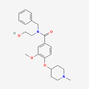 molecular formula C23H30N2O4 B3777456 N-benzyl-N-(2-hydroxyethyl)-3-methoxy-4-[(1-methyl-4-piperidinyl)oxy]benzamide 
