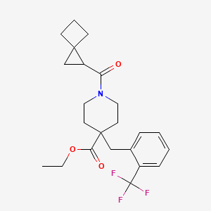 molecular formula C23H28F3NO3 B3777474 ethyl 1-(spiro[2.3]hex-1-ylcarbonyl)-4-[2-(trifluoromethyl)benzyl]-4-piperidinecarboxylate 