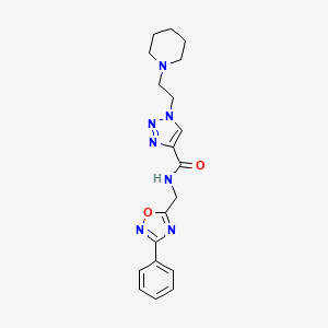 molecular formula C19H23N7O2 B3777509 N-[(3-phenyl-1,2,4-oxadiazol-5-yl)methyl]-1-[2-(1-piperidinyl)ethyl]-1H-1,2,3-triazole-4-carboxamide 