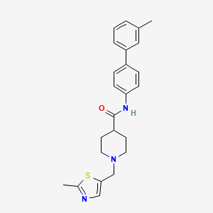 molecular formula C24H27N3OS B3777635 N-(3'-methyl-4-biphenylyl)-1-[(2-methyl-1,3-thiazol-5-yl)methyl]-4-piperidinecarboxamide 