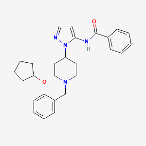 molecular formula C27H32N4O2 B3777650 N-(1-{1-[2-(cyclopentyloxy)benzyl]-4-piperidinyl}-1H-pyrazol-5-yl)benzamide 
