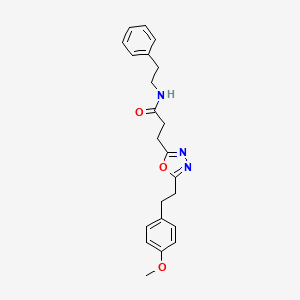 molecular formula C22H25N3O3 B3777662 3-{5-[2-(4-methoxyphenyl)ethyl]-1,3,4-oxadiazol-2-yl}-N-(2-phenylethyl)propanamide 